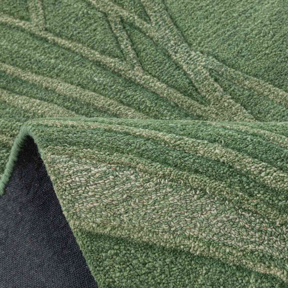 Botanical Green Textured Wool Rug