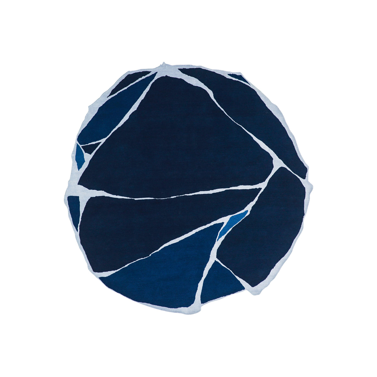 Navy Blue Abstract Unshaped Rug
