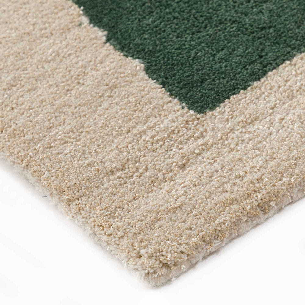 Modern Dark Green Abstract Geometric Rug