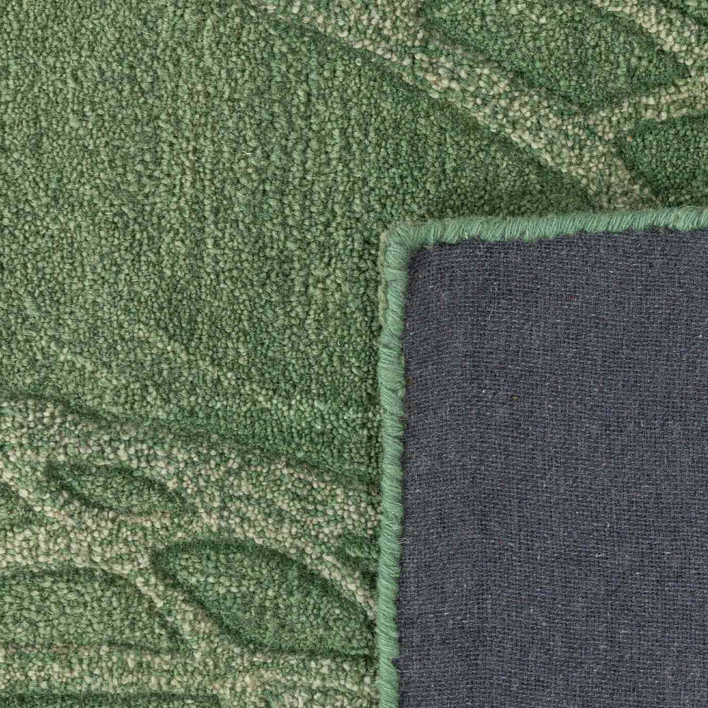 Botanical Green Textured Wool Rug