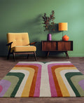 Retro Rainbow Geometric Area Rug