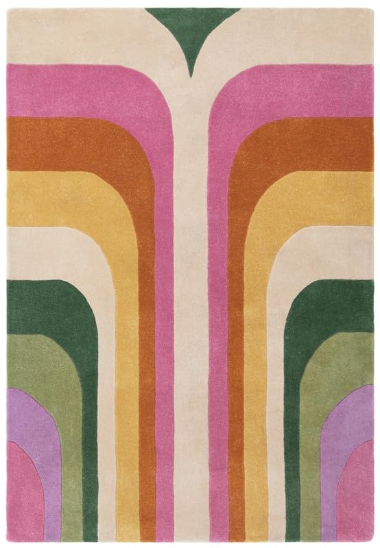 Retro Rainbow Geometric Area Rug