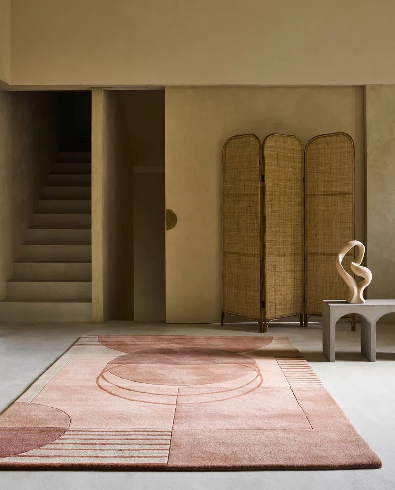 Minimal Peach Abstract Geometric Rug