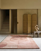 Minimal Peach Abstract Geometric Rug