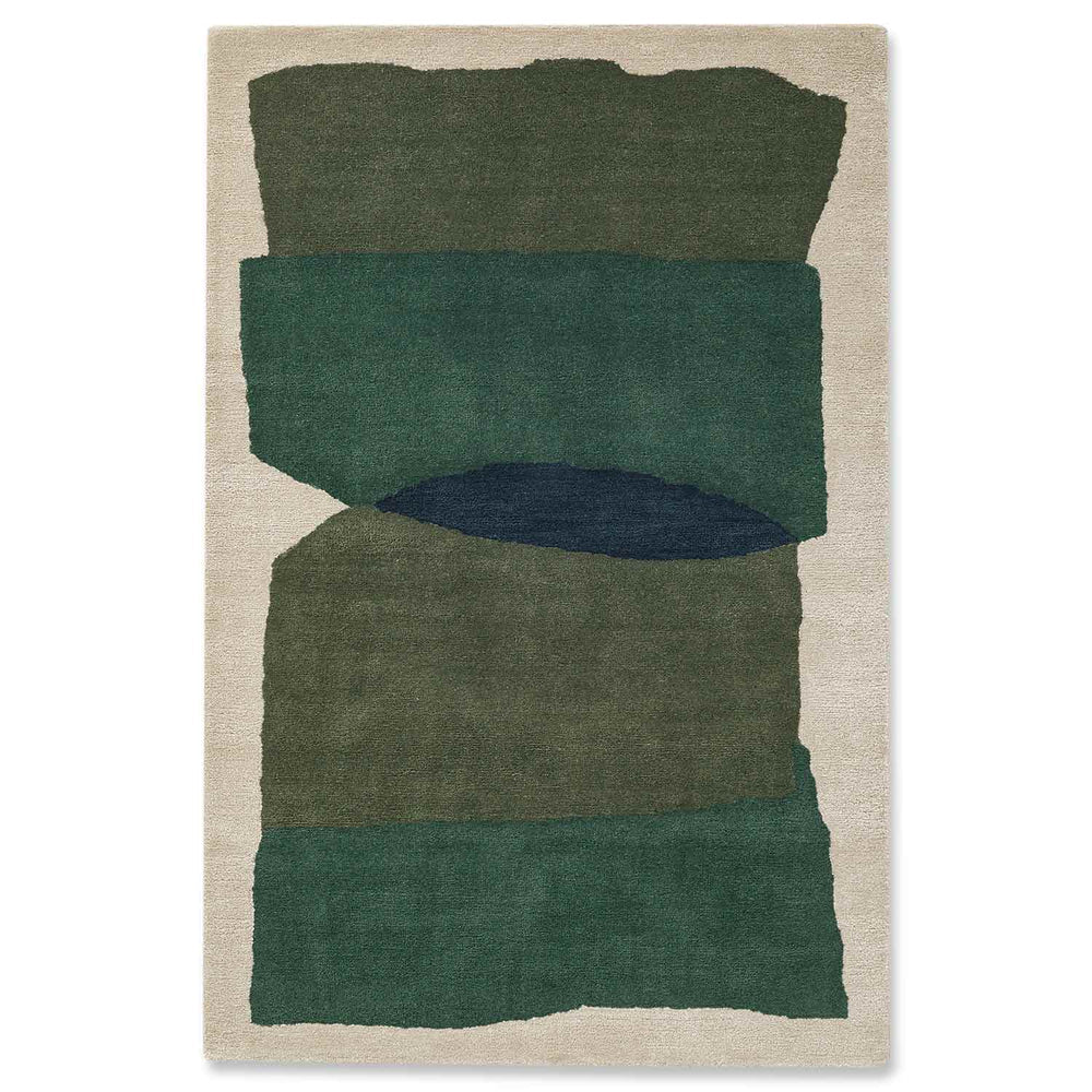 Modern Dark Green Abstract Geometric Rug