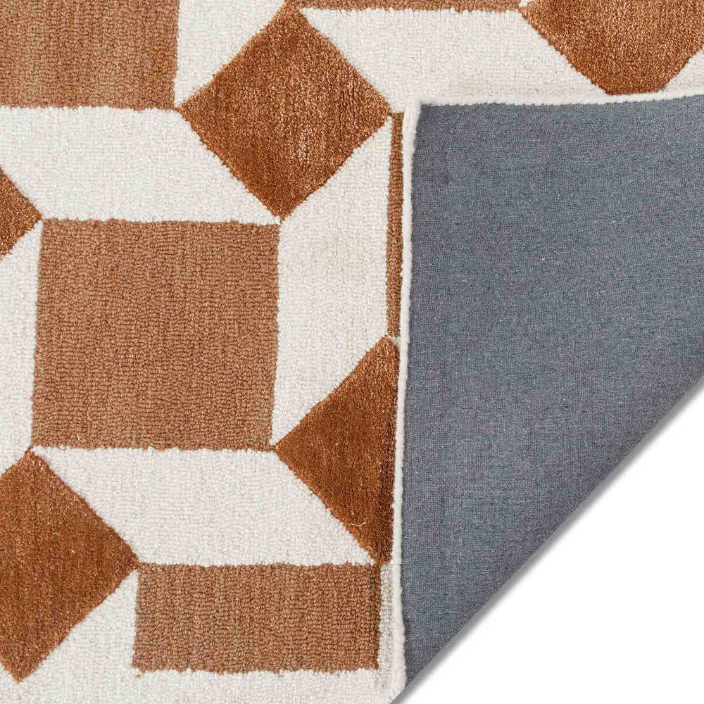 Modern Brown & Cream Geometric Pattern Rug