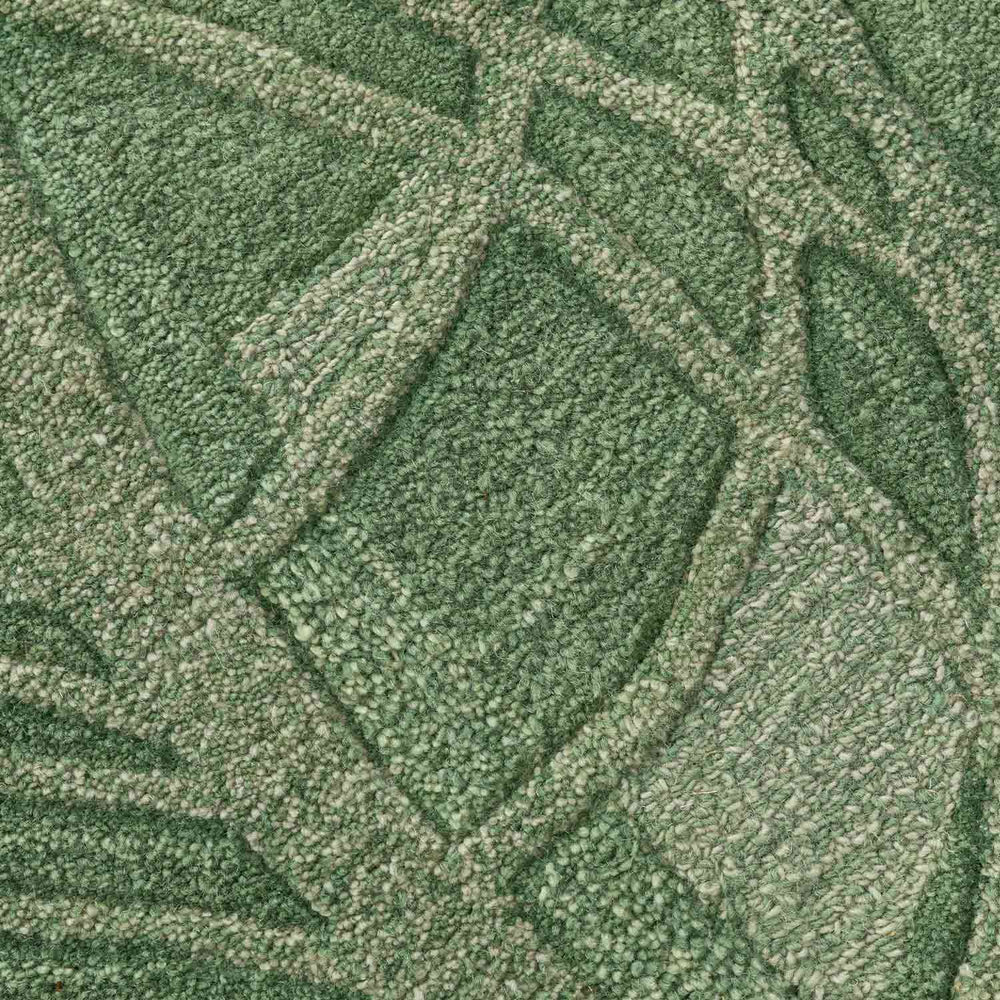 Botanical Green Textured Wool Rug