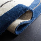 Blue, Grey & Ivory Wool Rug