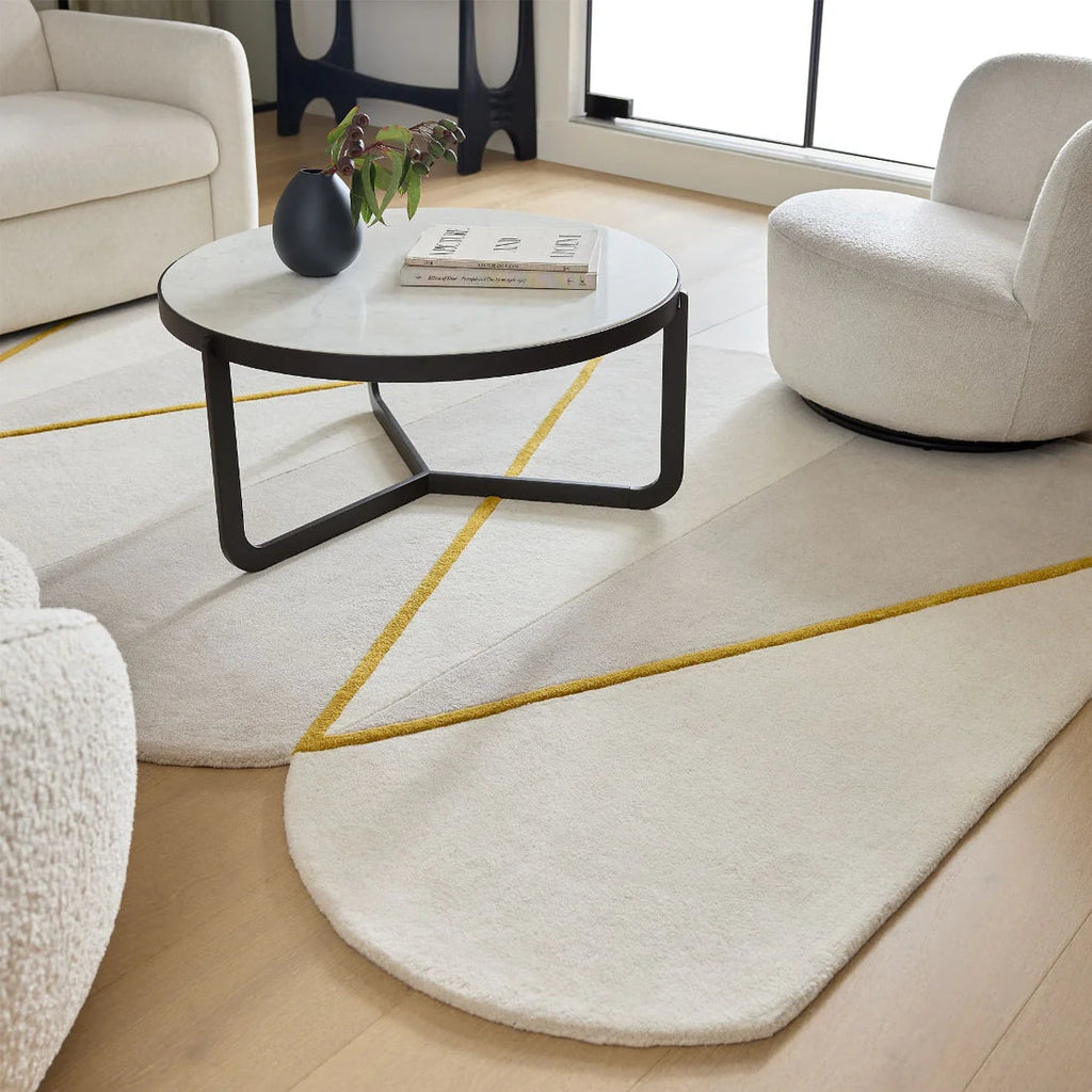 Gold Geometric Wool Rug