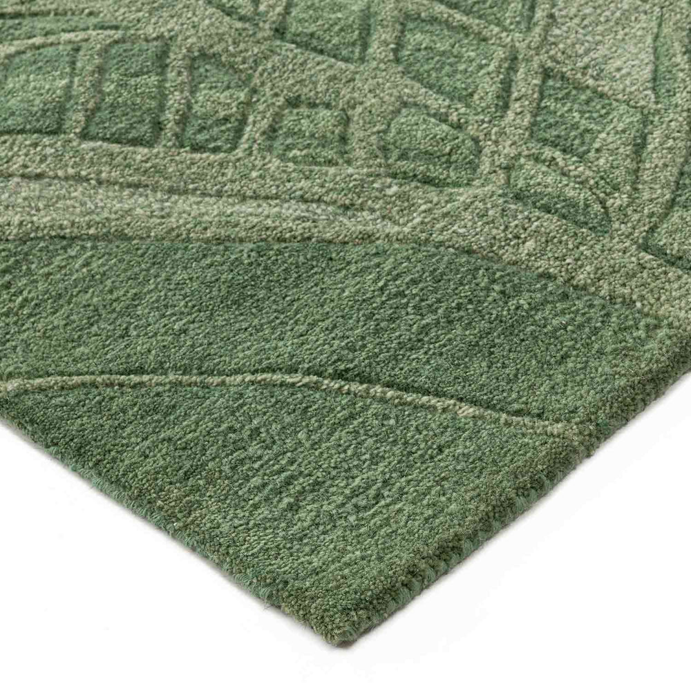 Botanical Green Textured Wool Rug