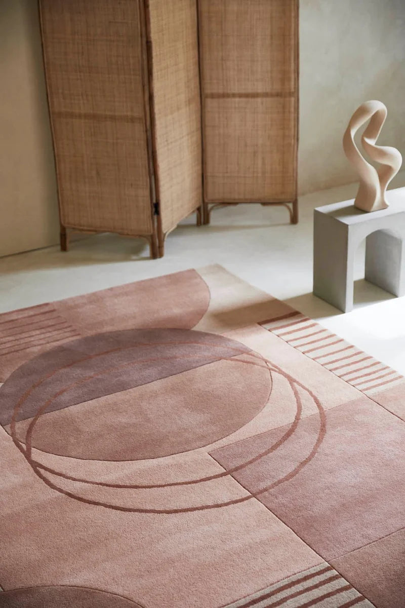 Minimal Peach Abstract Geometric Rug