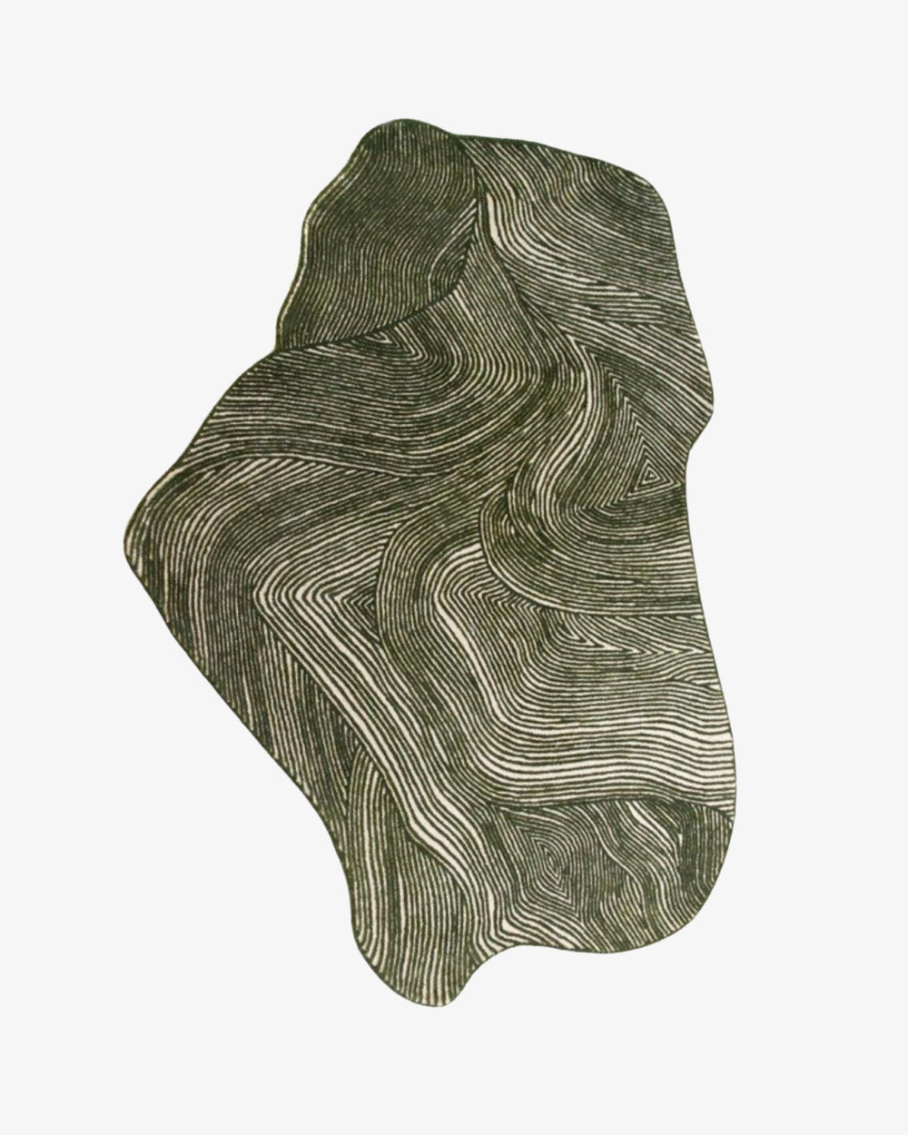 Olive Contour Abstract Unshaped Rug