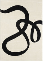Ivory & Black Abstract Loop Hand-Tufted Area Rug