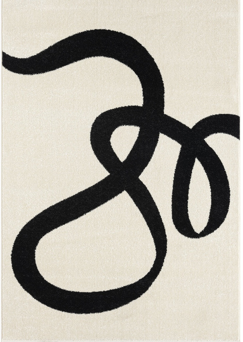 Ivory & Black Abstract Loop Hand-Tufted Area Rug