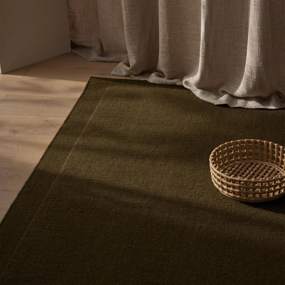 Dark Olive Green Solid Rug