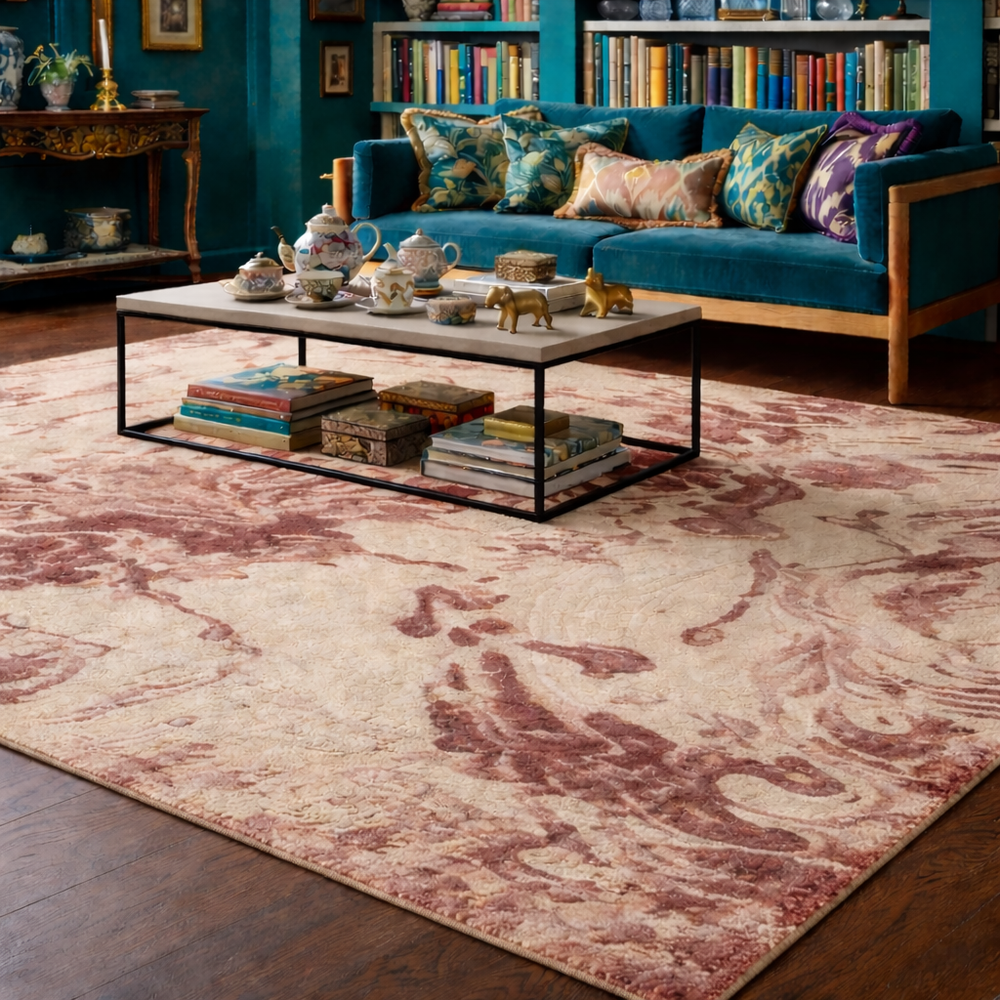 Rustic Rose Abstract Wool Rug