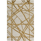 Ivory & Gold Abstract Linear Geometric Area Rug