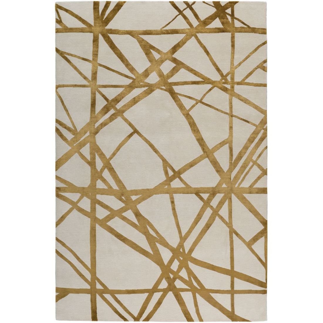 Ivory & Gold Abstract Linear Geometric Area Rug
