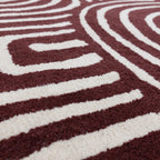 Burgundy & Cream Geometric Maze Rug