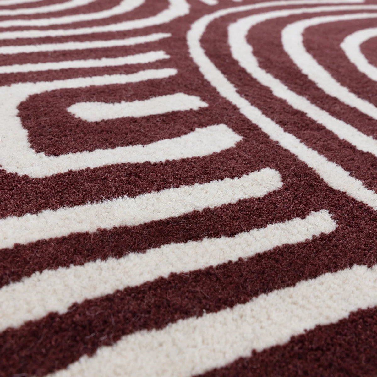 Burgundy & Cream Geometric Maze Rug