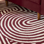 Burgundy & Cream Geometric Maze Rug