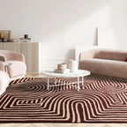 Burgundy & Cream Geometric Maze Rug