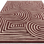 Burgundy & Cream Geometric Maze Rug