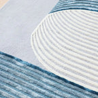 Modern Blue & Ivory Abstract Wool Rug