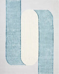Modern Blue & Ivory Abstract Wool Rug