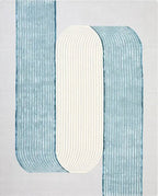 Modern Blue & Ivory Abstract Wool Rug