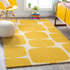 Mustard Abstract Geometric Wool Rug