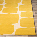 Mustard Abstract Geometric Wool Rug