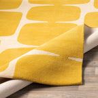 Mustard Abstract Geometric Wool Rug