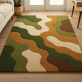 Olive & Mustard Abstract Organic Rug