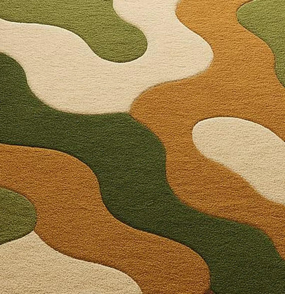 Olive & Mustard Abstract Organic Rug