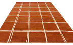 Terracotta Brown & Ivory Grid Wool Rug