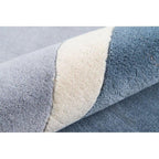 Blue & Soft Grey Abstract Striped Wool Rug
