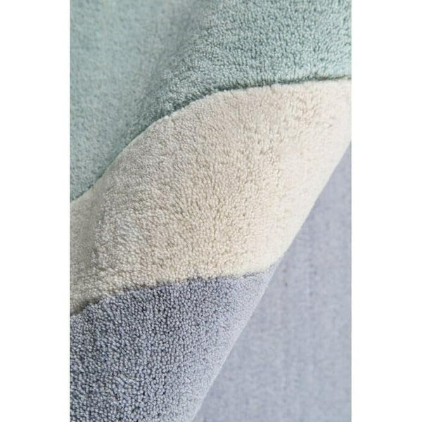 Blue & Soft Grey Abstract Striped Wool Rug