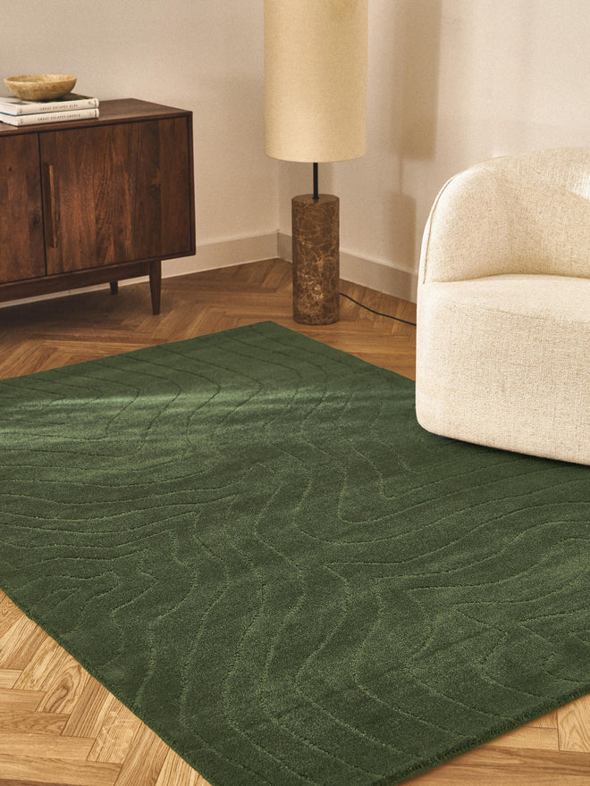 Forest Green Plush Solid Rug