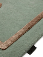 Sage Green Rug with Beige Botanical Border