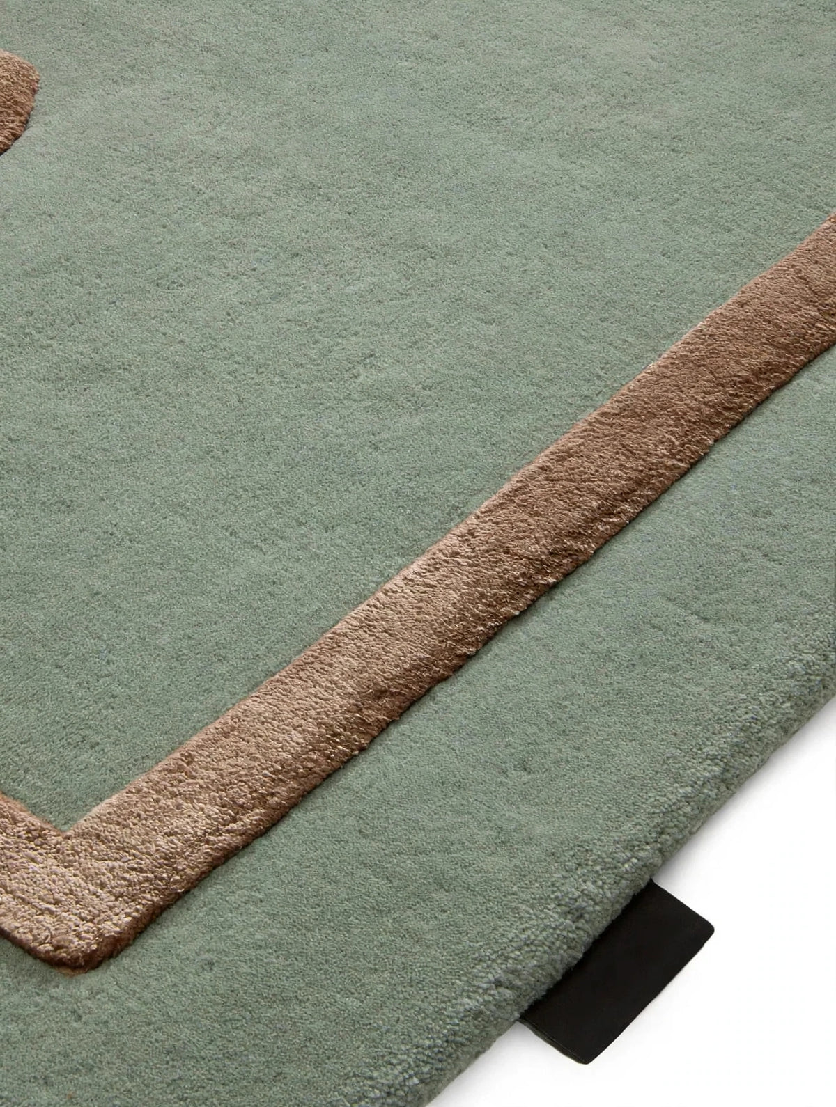 Sage Green Rug with Beige Botanical Border