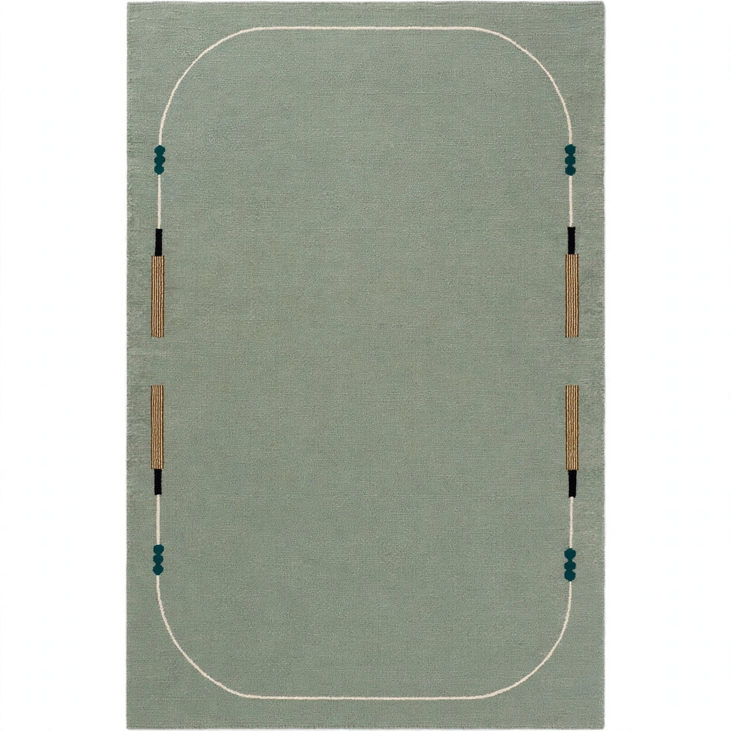Sage Green Traditional Border Rug