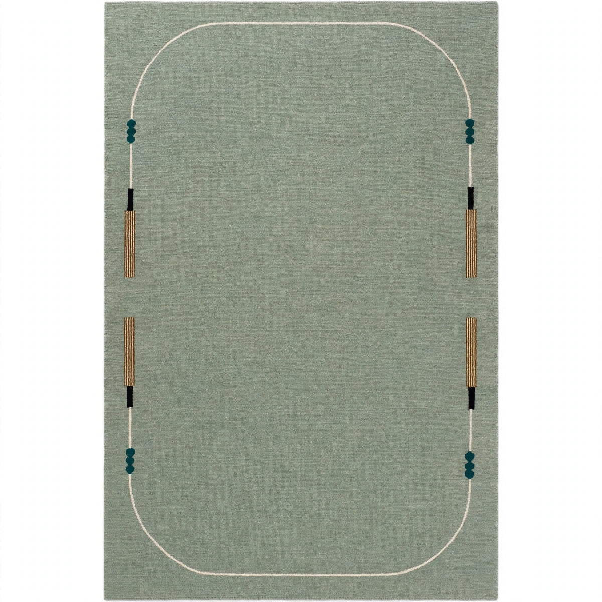 Sage Green Traditional Border Rug
