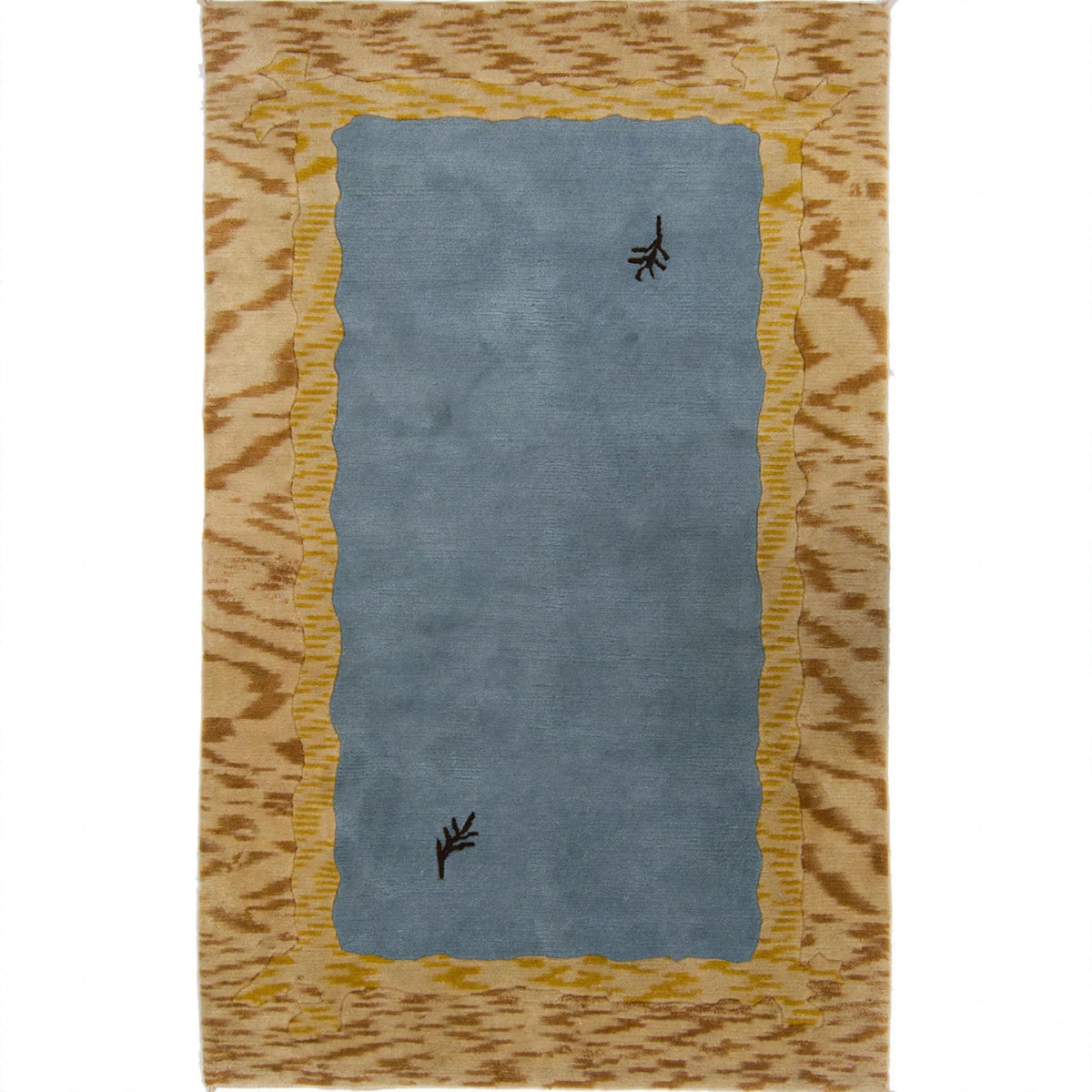 Blue and Mustard Traditional Rug