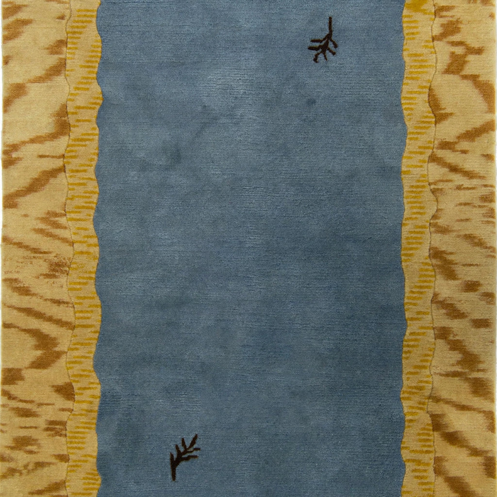 Blue and Mustard Traditional Rug