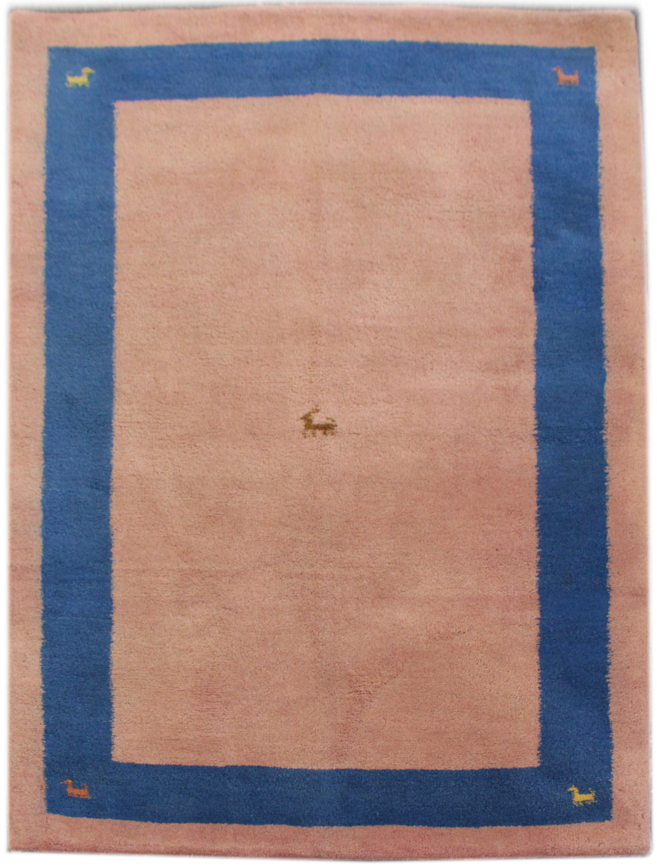 Blush Pink & Blue Traditional Border Rug