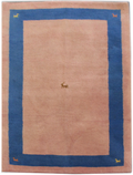 Blush Pink & Blue Traditional Border Rug