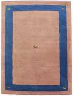 Blush Pink & Blue Traditional Border Rug