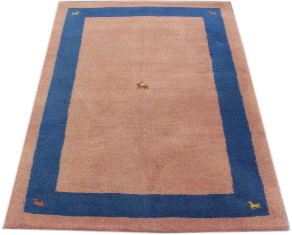 Blush Pink & Blue Traditional Border Rug