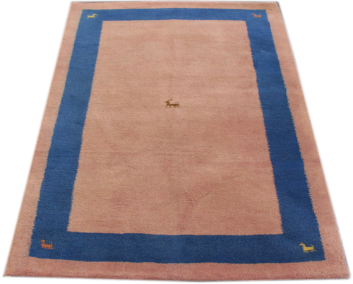 Blush Pink & Blue Traditional Border Rug